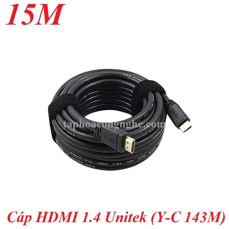 Unitek 97017 Y-C143M 4k chuẩn 1.4 dây tròn15M Màu Đen Cáp Hdmi chống nhiễu 30097017
